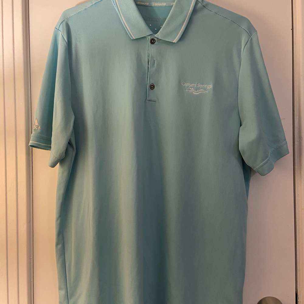 Adidas Blue Polo Golf Shirt Classic Design Short Sleeves